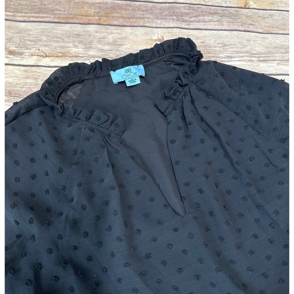 CeCe Women's Clip Dot Ruffle Long Sleeve Shift Dress Rich Black Size S - Picture 5 of 6